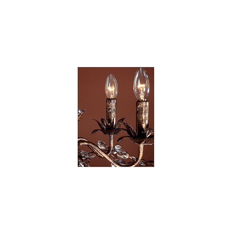 Lampadario a filo in ottone antico stile candela con cristalli