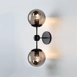 Applique da parete moderna contemporanea cromo in metallo e vetro 2x E26/E27