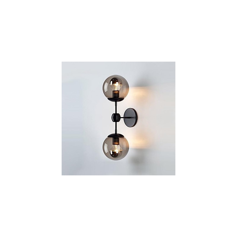 Applique da parete moderna contemporanea cromo in metallo e vetro 2x E26/E27