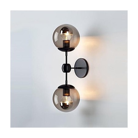 Applique da parete moderna contemporanea cromo in metallo e vetro 2x E26/E27