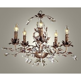 Lampadario a filo in ottone antico stile candela con cristalli