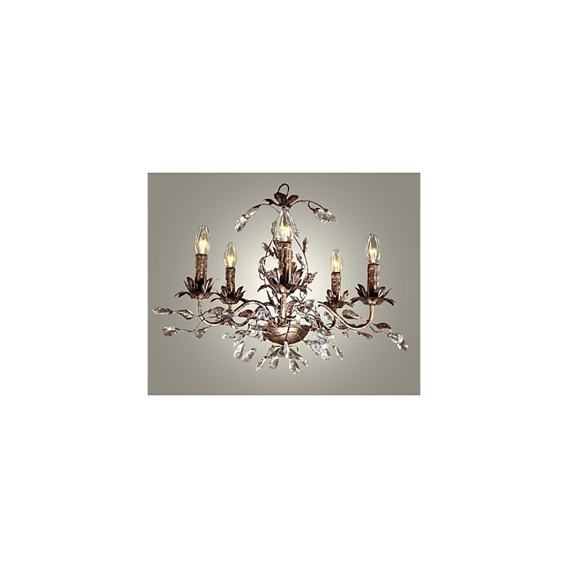 Lampadario a filo in ottone antico stile candela con cristalli