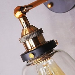 Applique da parete Industrial Edison Simplicity in vetro trasparente con base in metallo