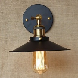 Applique da parete rustica in metallo oro e nero con lampadina E26/E27