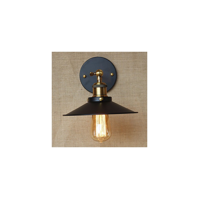 Applique da parete rustica in metallo oro e nero con lampadina E26/E27