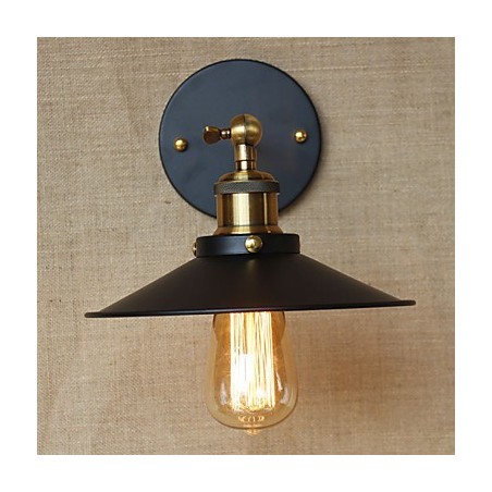 Applique da parete rustica in metallo oro e nero con lampadina E26/E27