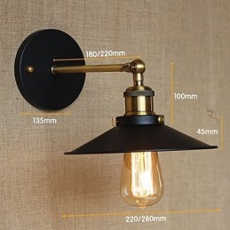 Applique da parete rustica in metallo oro e nero con lampadina E26/E27