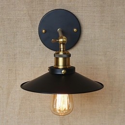 Applique da parete rustica in metallo oro e nero con lampadina E26/E27