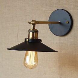 Applique da parete rustica in metallo oro e nero con lampadina E26/E27