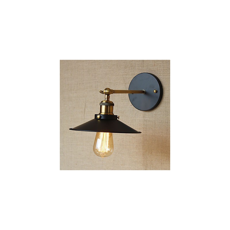 Applique da parete rustica in metallo oro e nero con lampadina E26/E27