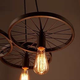 Lampadario retrò industriale americano in ferro battuto multicolore 56 cm