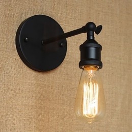 Applique da parete minimalista in ferro battuto nero, stile rustico/lodge, 1 lampadina E26/E27
