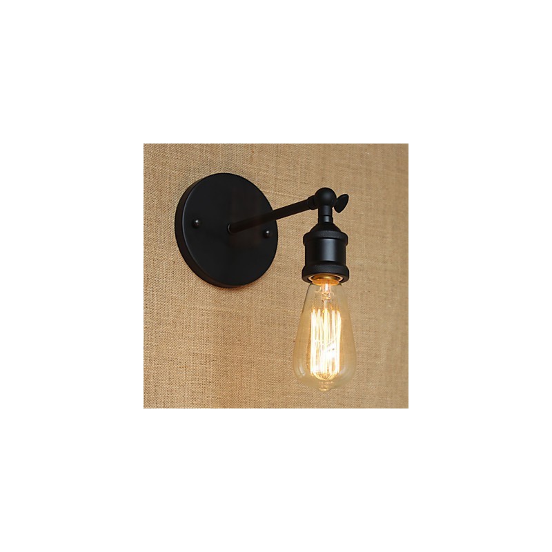 Applique da parete minimalista in ferro battuto nero, stile rustico/lodge, 1 lampadina E26/E27
