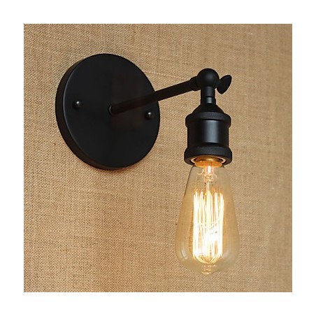 Applique da parete minimalista in ferro battuto nero, stile rustico/lodge, 1 lampadina E26/E27