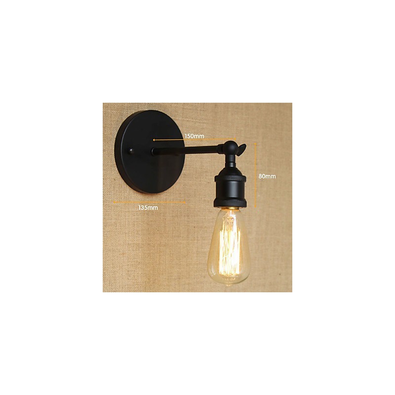 Applique da parete minimalista in ferro battuto nero, stile rustico/lodge, 1 lampadina E26/E27