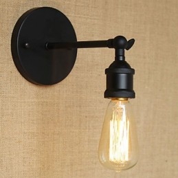 Applique da parete minimalista in ferro battuto nero, stile rustico/lodge, 1 lampadina E26/E27