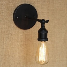 Applique da parete minimalista in ferro battuto nero, stile rustico/lodge, 1 lampadina E26/E27
