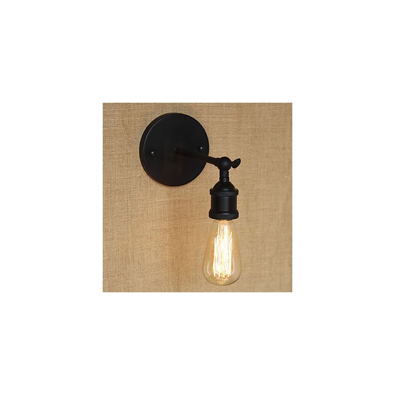 Applique da parete minimalista in ferro battuto nero, stile rustico/lodge, 1 lampadina E26/E27