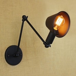 Applique da parete con braccio lungo industriale decorativa nera per bar e caffetteria