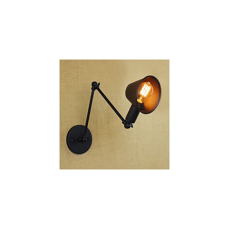 Applique da parete con braccio lungo industriale decorativa nera per bar e caffetteria