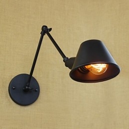 Applique da parete con braccio lungo industriale decorativa nera per bar e caffetteria