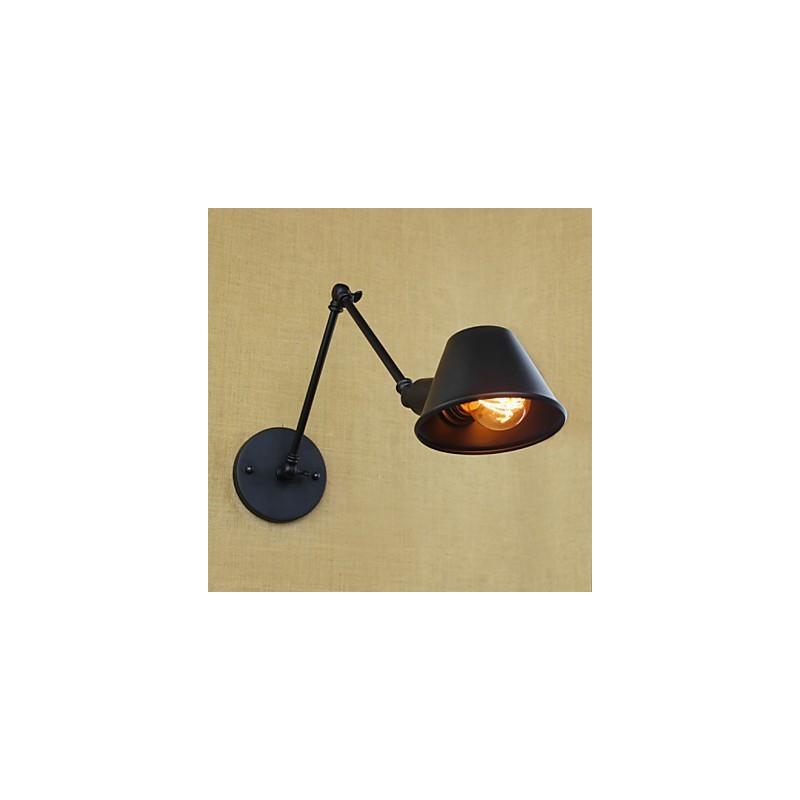 Applique da parete con braccio lungo industriale decorativa nera per bar e caffetteria