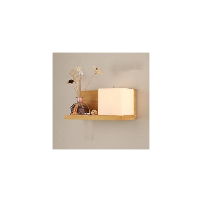 Applique da parete LED moderna in legno/bambù e plastica, luce ambientale