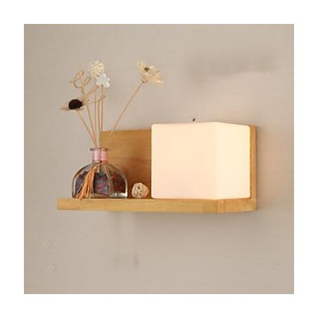 Applique da parete LED moderna in legno/bambù e plastica, luce ambientale