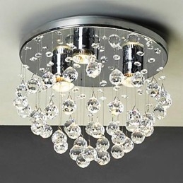 Plafoniera a filo moderna contemporanea mini in cristallo, argento, GU10, 4 lampadine