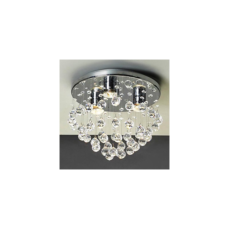 Plafoniera a filo moderna contemporanea mini in cristallo, argento, GU10, 4 lampadine