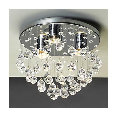 Plafoniera a filo moderna contemporanea mini in cristallo, argento, GU10, 4 lampadine