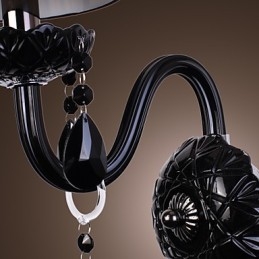 Applique da parete in cristallo nero con paralume in tessuto, 1 lampadina E12/E14, 36x24x24 cm