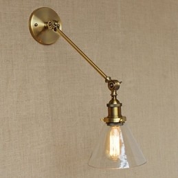 Applique da parete per camera da letto in stile country americano retrò creativo, bronzo, ferro e vetro