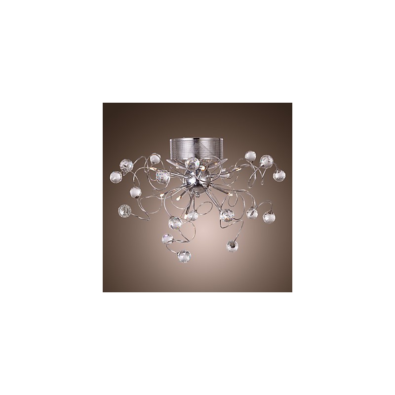 Lampadario a filo moderno in cristallo cromato 9 luci G4