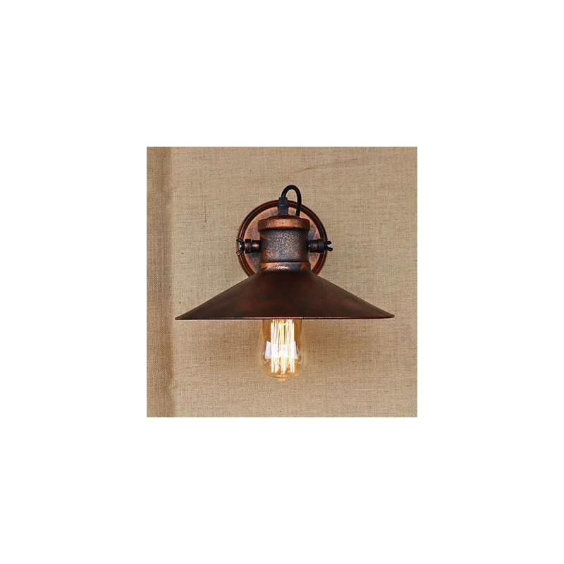 Applique da parete industriale retrò in metallo nero con lampadina inclusa