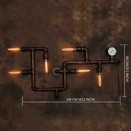 Applique da parete 6 luci bronzo stile industriale rustico/lodge in metallo