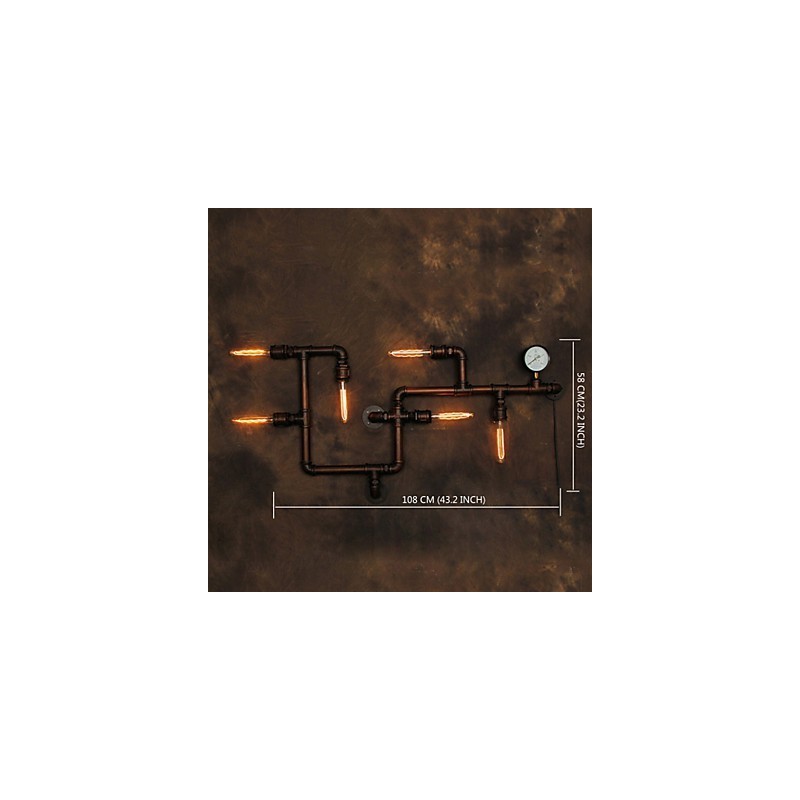 Applique da parete 6 luci bronzo stile industriale rustico/lodge in metallo