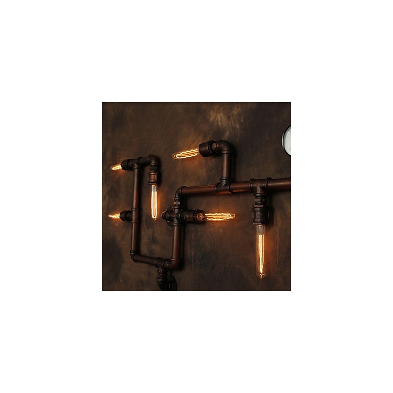 Applique da parete 6 luci bronzo stile industriale rustico/lodge in metallo