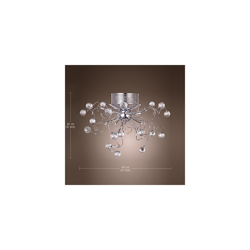 Lampadario a filo moderno in cristallo cromato 9 luci G4