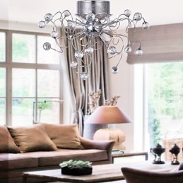 Lampadario a filo moderno in cristallo cromato 9 luci G4
