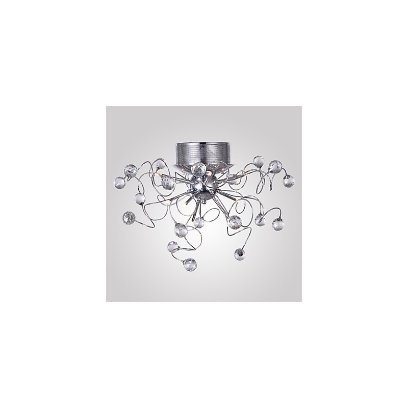 Lampadario a filo moderno in cristallo cromato 9 luci G4