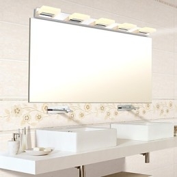 Lampada specchio bagno LED integrato 5 punti luce acciaio inox e acrilico 95 cm
