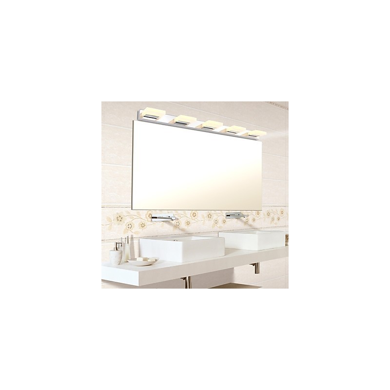 Lampada specchio bagno LED integrato 5 punti luce acciaio inox e acrilico 95 cm