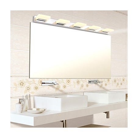 Lampada specchio bagno LED integrato 5 punti luce acciaio inox e acrilico 95 cm