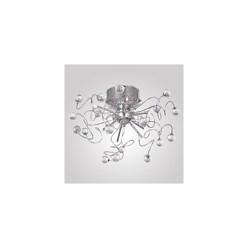 Lampadario a filo moderno in cristallo cromato 9 luci G4