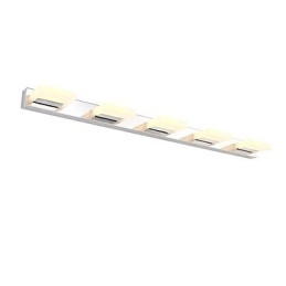 Lampada specchio bagno LED integrato 5 punti luce acciaio inox e acrilico 95 cm
