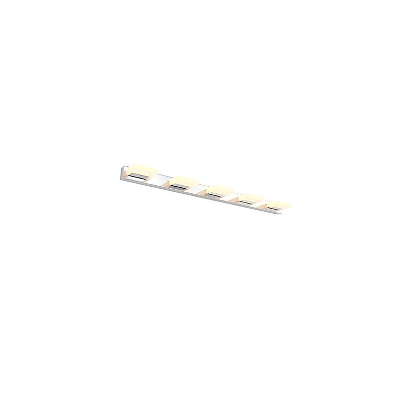 Lampada specchio bagno LED integrato 5 punti luce acciaio inox e acrilico 95 cm