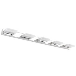 Lampada specchio bagno LED integrato 5 punti luce acciaio inox e acrilico 95 cm