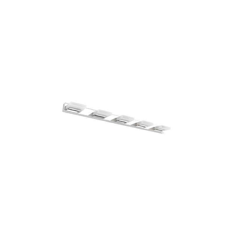 Lampada specchio bagno LED integrato 5 punti luce acciaio inox e acrilico 95 cm