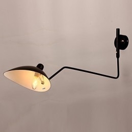 Applique da parete vintage classica in metallo nero con braccio oscillante, attacco E12/E14, 12 V, 40 W